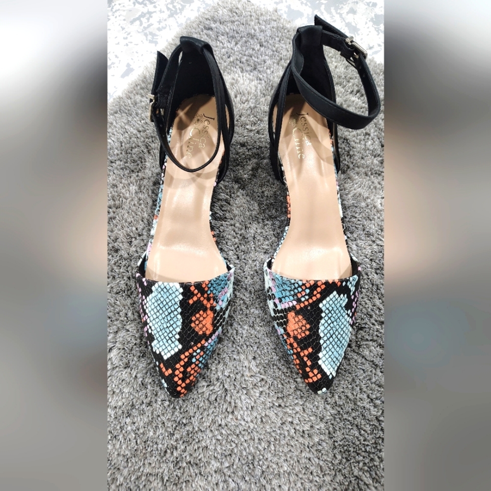 Women's Multicolor Snakeskin Pattern Heels